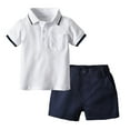 thumbnail image 1 of KYAIGUO Ensemble T-Shirt à Col Rabattu et Shorts pour Bébé Garçon 2 Pcs Tenues Formelles d'Été, 1 of 8