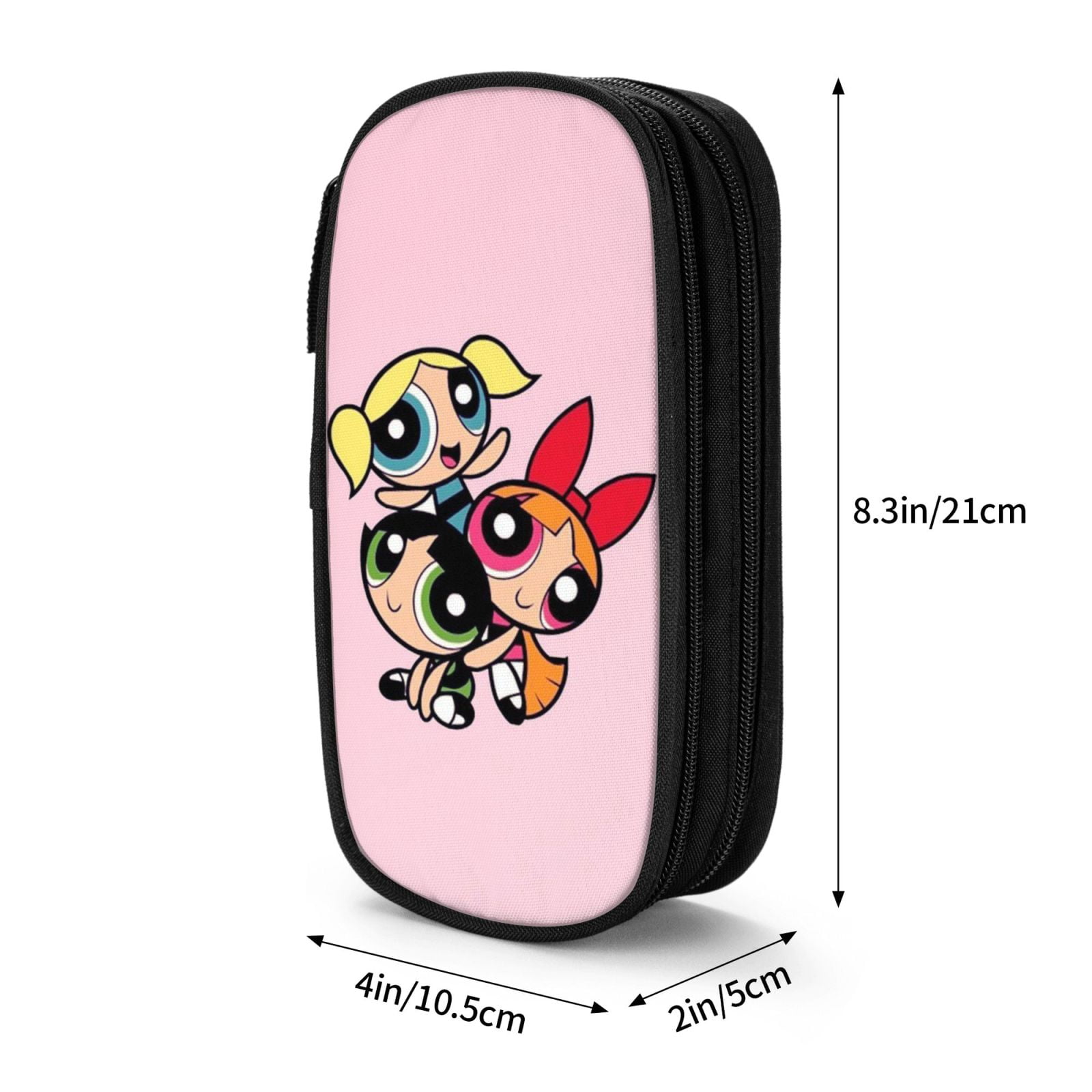 The Powerpuff Gi-rls Pencil Case Large Capacity Pencil Pouch Pen Bag Office Stationery Organizer Travel Makeup Bag Black