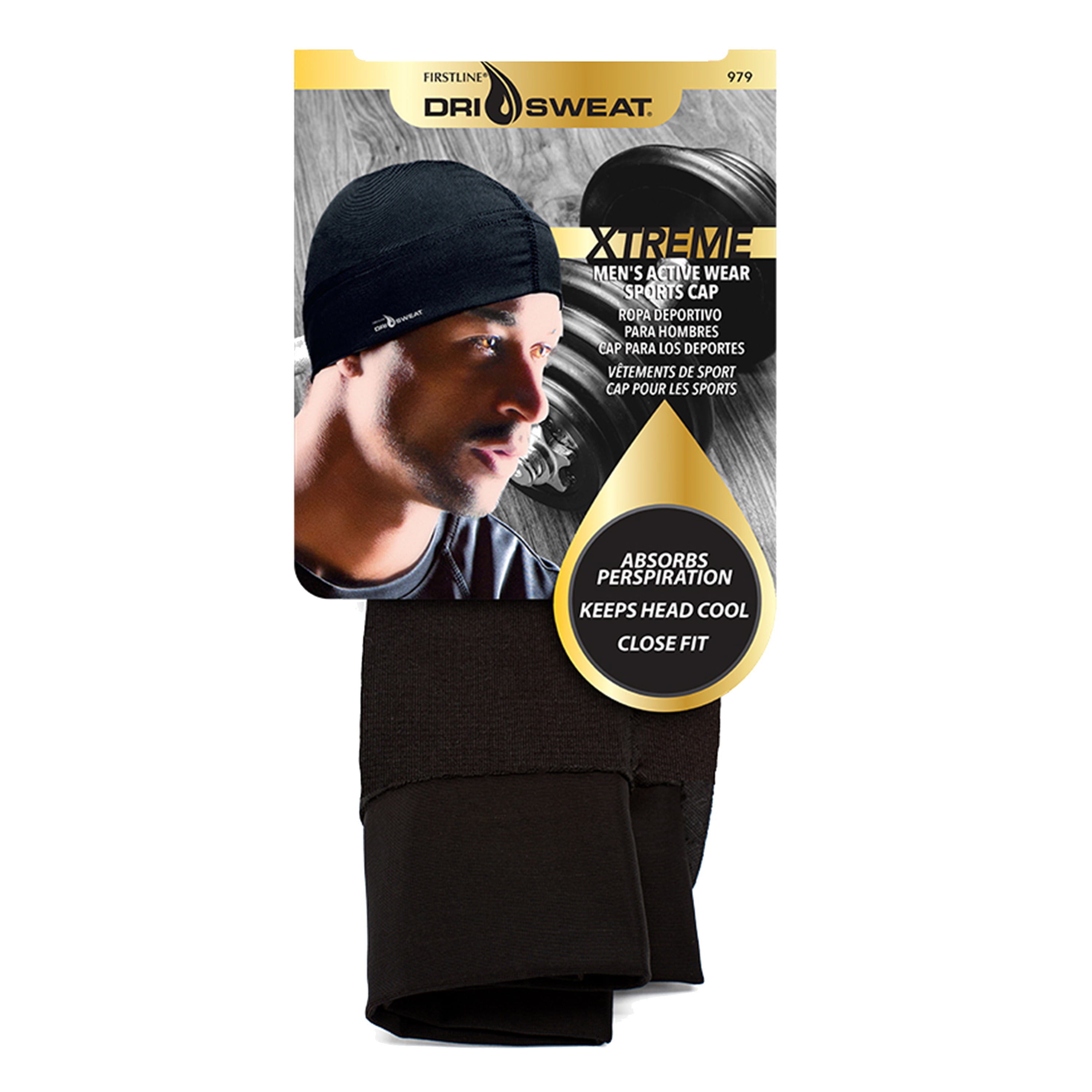 Dri Sweat Xtreme Men's Active Wear Sports Cap, Black 