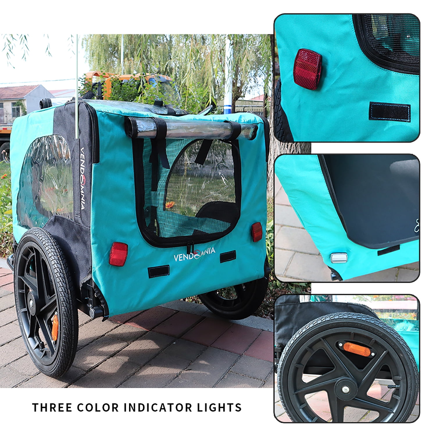 Pefilos 45" Dog Bike Trailer, Pet Stroller Bicycle Carrier w/Hitch, Suspension, Visibility Flag, air wheel Pet Bike Trailer for Dogs 66lb Weight Capacity, Light Blue Pefilos 45" Dog Bike Trailer, Pet Stroller Bicycle Carrier w/Hitch, Suspension, Visibility Flag, air wheel Pet Bike Trailer for Dogs 66lb Weight Capacity, Light Blue