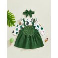 thumbnail image 4 of Newborn Baby Girl St. Patrick's Day Outfits Ruffle Long Sleeve Romper Lucky Clover Suspender Dress 3 6 9 12 18 Months Spring Clothes, 4 of 8