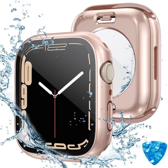 2‑in‑1 Waterproof Hard PC 360° Full‑Front‑Back Protective Case w/ Tempered Glass, for Apple Watch SE3 SE2 SE Series 6/5/4 40mm, All‑Round iWatch Cover for Men & Women