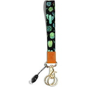 Yiflin Cute Wrist Lanyard for Keys, Keychain, Wallet, Id Holder, Cell Phone, Wristlet Lanyard Key Chain(Black&Cactus,