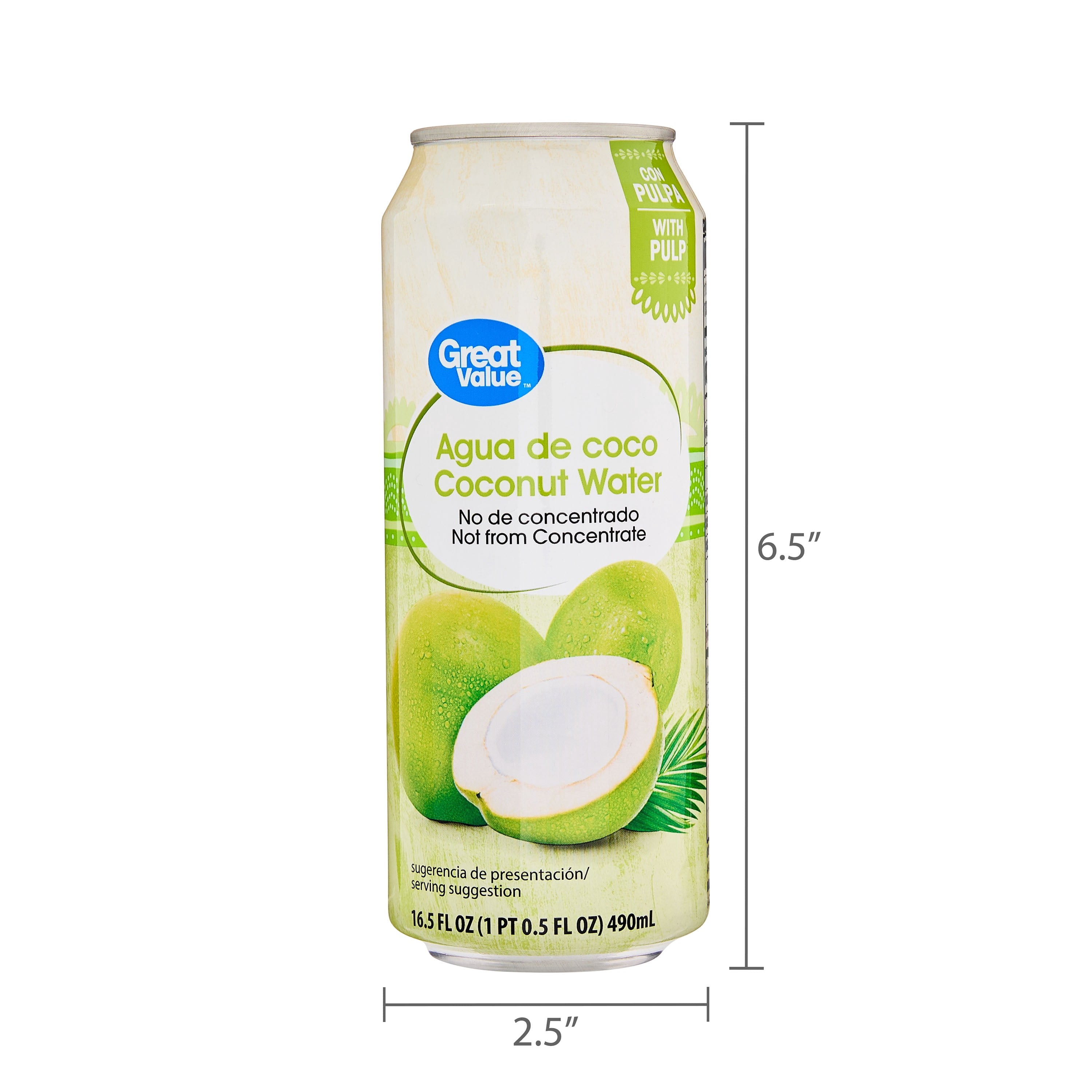 Great Value Coconut Water with Pulp, Essential Electrolytes, 16.6 oz