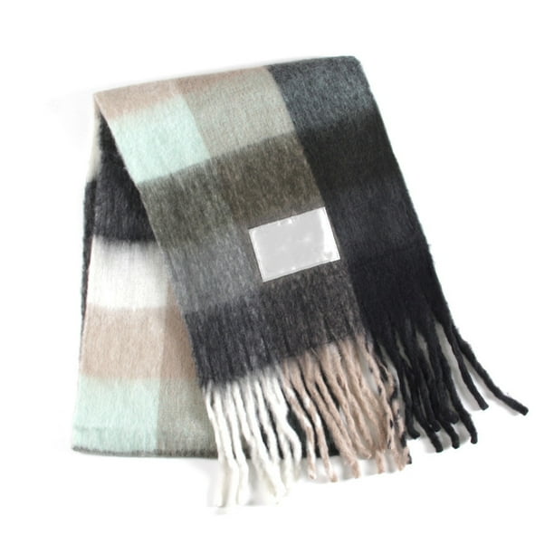 Bufanda de otoño e invierno con diseño de cachemira y cuadros de arcoíris, bufanda gruesa y cálida para mujer, chal, bufanda de moda
