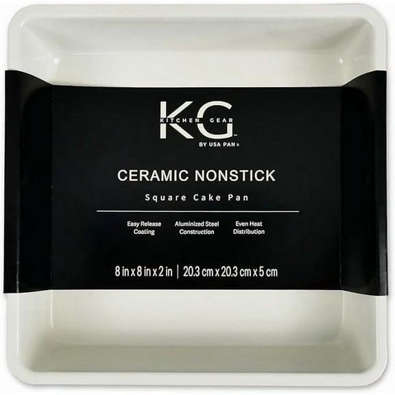 Kitchen Gear by USA Pan Nonstick Ceramic Square Cake Baking Pan, 8-Inch