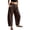 Brown, variant on Casual Cotton Linen Barrel Pants for Women High Waist Button Front Baggy Harem Trousers with Pockets Summer Boho Beach Lounge Wear Black XXL