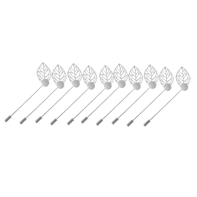 10 piezas DIY Zulema pegamento en la Base hoja solapa Pin Boutonniere Craft Plata Base del pin del palito de la solapa