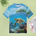 thumbnail image 4 of Nautical Green Sea Turtles T Shirts Basic T-Shirt Short Sleeve Ladies Tee Shirt Summer Graphic Clothing, 4 of 6