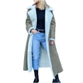 thumbnail image 4 of Mnyycxen Womens Sherpa Lined Suede Overcoats Notched Lapel Long Fleece Jacket Warm Slim Fit Furry Outerwear, 4 of 7