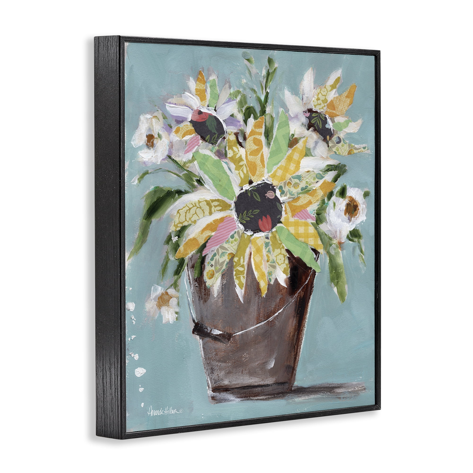 Stupell Industries Flower Bucket Bouquet Botanical & Floral Painting Black Framed Art Print Wall Art, 24 x 30