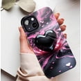 thumbnail image 5 of Glossy Heart Shaped Case Marbled Pink Black Glitter Fluid Art Design Valentine's Day Gift Compatible with iPhone 11/12/13/14/15/16 (Pro Max/Plus), 5 of 9