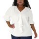 thumbnail image 1 of BluCon Volantes Cuello En V Mangas Fruncidas TalGrande PaMujer Blanco 3XL, 1 of 6