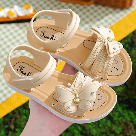 

Summer Short Sleeve Sandals for Girls White Fashion Butterfly School Children Shoes New Soft Sole Non Slip Comfortable Princess Bow 29