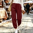 thumbnail image 2 of Edvintorg Womens Sweatpants Elastic Waisted Loose Athletic Pant Cuffed Jogger with Pockets Women's Clothes Wine XXL, 2 of 7