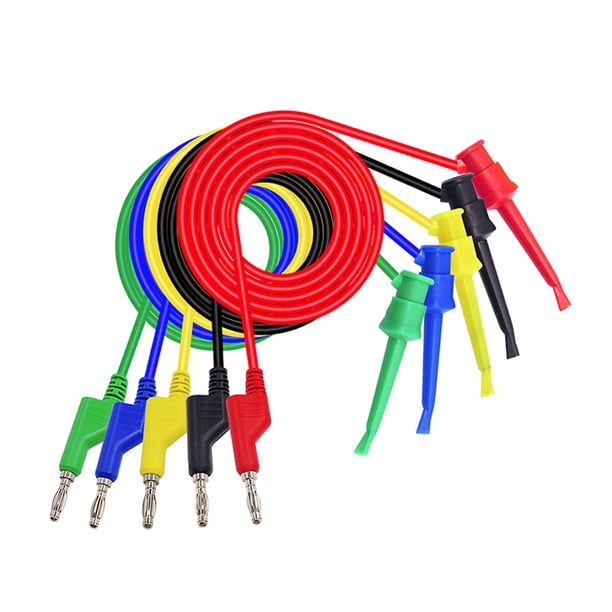 Riwesomey 1 Set Test Hook Wires 4mm Testing Flexible Connector Clamp Clips Cable for Multimeter Electrical Device Maintenance Type2 NO2 Riwesomey TO002507-00
