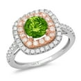 thumbnail image 2 of 1.615 ct Round Cut Natural Peridot Solitaire with Accents Engagement Ring for Women in 14K White/Rose Gold, 2 of 2