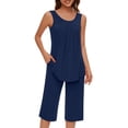 thumbnail image 5 of FAIWAD Womens Short Pajama Set 2 Piece Summer Sleepwear Set Sleeveless Tank Tops and Capri Short Pant, 5 of 8