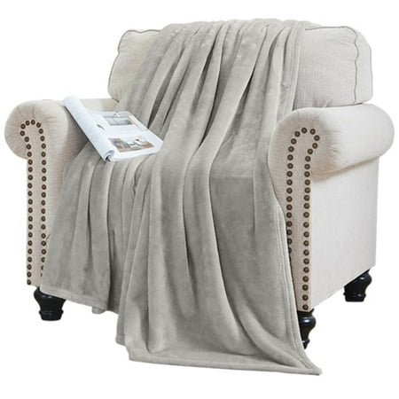 Elle Decor Solid Plush Oversized Throw Blanket - Silky Soft and Cozy Flannel Fleece, for Bed and Couch Cloud Dancer