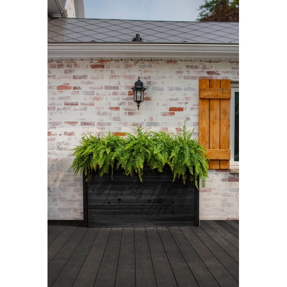 Vita Mezza Large Parklette Cedar Wood Planter, Charcoal Grey, VT17751