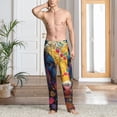 thumbnail image 5 of Uemuo Colorful Daisy Sunflower Cow Pattern Men's Wide Leg Palazzo Lounge Pants with Pockets Light Weight Loose Comfy Casual Pajama Pants-Medium, 5 of 9