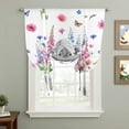 thumbnail image 2 of Pink Flowers Yak Balloon Curtains for Windows, Bedroom Curtains 54 Inch Length, Vintage Spring Floral Bathtub Watercolor Tie Up Curtains Panels Thermal Insulated Bathroom Curtains Window 42"x54", 2 of 8