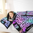 thumbnail image 3 of Castle Fairy Gradient Abstract Skull 7-Piece Twin Bedding,Vibrant Leopard Print Bedding Comforter Set,Iridescent Pastel,Black Reversible, 3 of 7