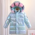 thumbnail image 2 of CUZIBR Winter Sweet Girl Mid Length Down Jacket White Down Dazzling Children Warm Jacket Coats Colorful Boho Dailywear For Toddler, 2 of 3
