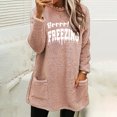 thumbnail image 2 of Women's Winter Long Sleeve Loose Fit Blouse Tops Shirts Round Neck Solid Color Warm Casual Daily Wear Loungewear Holiday Outfits Fashion Essential Gift for Women | CSEONE,Pink XL, 2 of 9