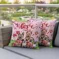 thumbnail image 4 of Valentine's Day Pillow Covers 2 Pack Watercolor Cute Dogs Red Rose Floral Love Heart Tree Pink Pillowcase Waterproof Outdoor Throw Pillow Cover for Patio Garden Square Cushion 26”x26”, 4 of 9