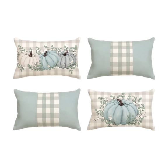 LSLXA Fall Decorative Throw Pillow Covers 12X20 Inch Set Of 4 Pillowcover Pumpkin Thanksfarmhouse Pillow Covers For Home Sofa Couch