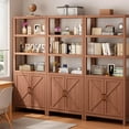 thumbnail image 7 of Bookshelf Bookcase, 5 Tier Wooden Bookcases with Open Shelf & Doors Cabinet, 71 in Tall Bookcase with Adjustable Shelves, Farmhouse Bookshelves Library Bookcase for Living Room Home Office, 7 of 7