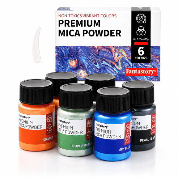Fantastory Mica Powder Pearlescent Color Pigment, 6 Colors Art Set for Epoxy Resin, 0.35oz/10g