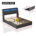 thumbnail image 3 of PAPROOS Queen Size LED Bed Frame with Drawers, Linen Upholstered Bed, Metal Platform Bed with Soft Cushioned Headboard for Adults Teens, Dark Grey, 3 of 10