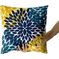 thumbnail image 4 of Navy Blue Yellow Pillow Covers 16x16 Teal Yellow Dahlias Flowers Throw Pillow Modern Farmhouse Rustic Pillow Cases Set of 2 Home Decor for Living Room Bedroom Couch Cushion Outdoor, 4 of 6