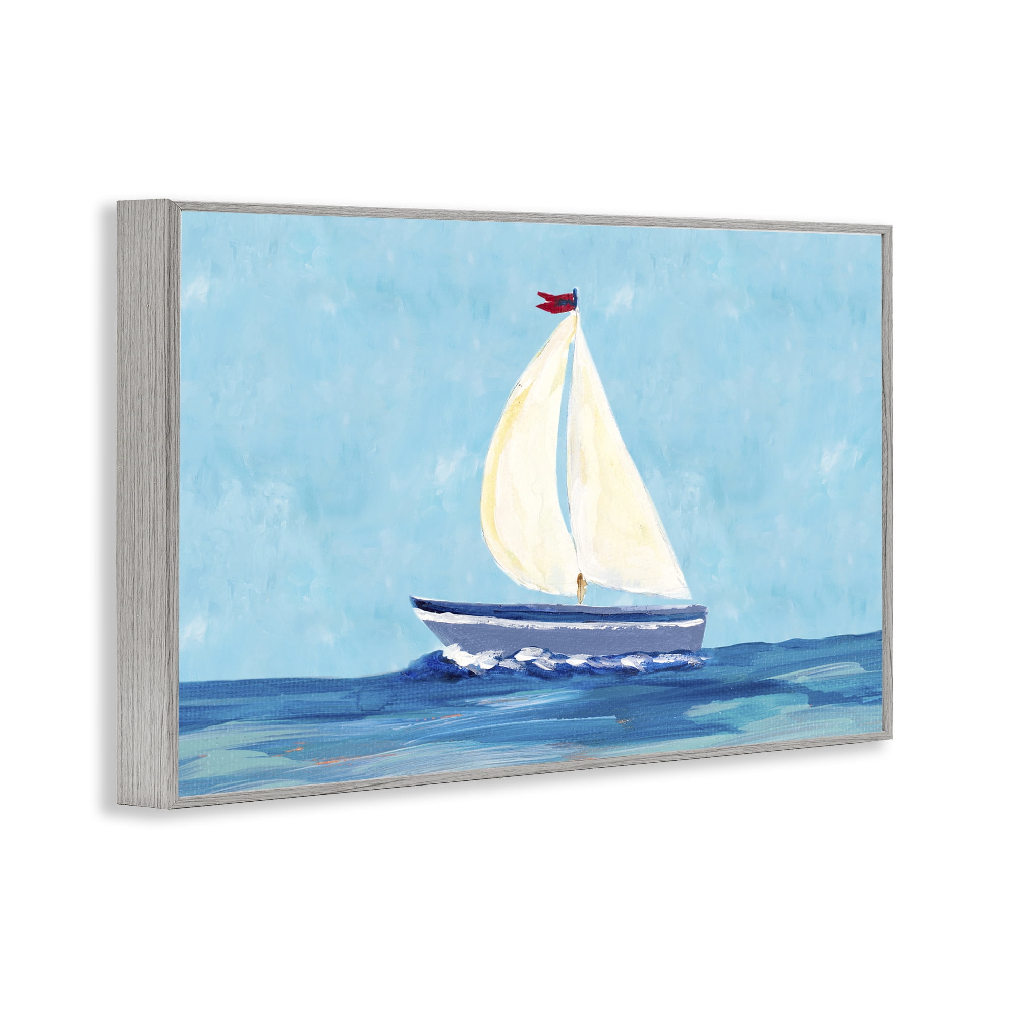 Stupell Industries Sail The Sea Transportation Painting Gray Framed Art Print Wall Art, 30 x 20