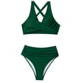thumbnail image 6 of Bathing Suit for Women Two Piece Swimsuit High Waisted Bikini V Neck Front Two Piece Swimsuit Bathing, 6 of 7