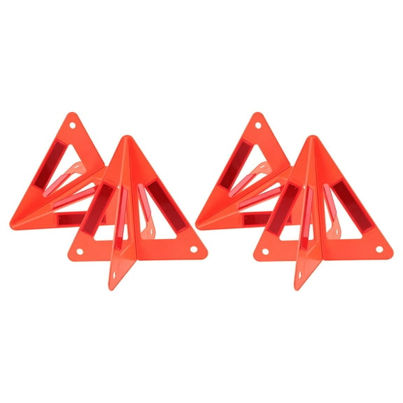 Pretyzoom Car Triangle Warning Kit Plastic 4Pcs Red Lightweight Portable Safety