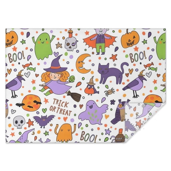 Halloween Cute Trick or Treat Characters Rectangle Tablecloth 60"x84",Waterproof Polyester Rectangle Table Cloth, Wipeable Spillproof Polyester Tablecloth for Dining, Camping, Indoor and Outdoor