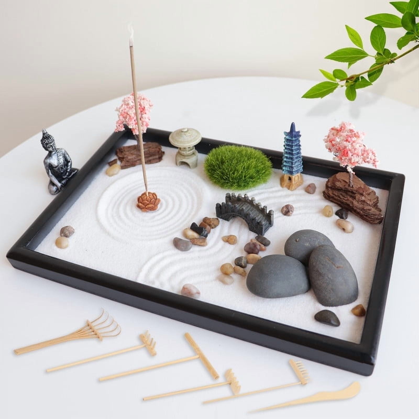 Japanese Tabletop Meditation Buddha Zen Garden Kit Tabletop Rock