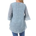 thumbnail image 3 of INSPIRE CHIC Women's Floral High Low Tops Scoop Neck Chiffon Blouse Asymmetrical Shirt 3/4 Bell Sleeve Casual Summer Tops S Grey Blue, 3 of 6