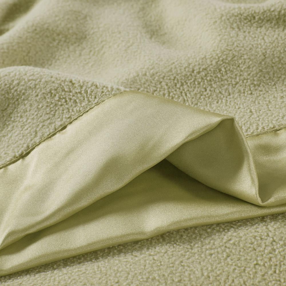 ALL SIZES Luxury Tan Plaid Micro Fleece Year Round Blanket w/Satin Trim 
