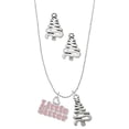 thumbnail image 1 of Delight Jewelry Pink ''Little Sister'' with Heart Silver tone Zig Zag Christmas Tree Charm Necklace and Stud Earrings, 1 of 4