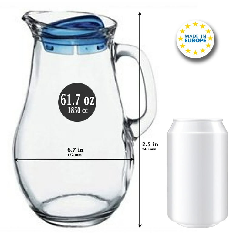  Glass Water Pitcher with Spout – 63 Oz. Elegant Serving Carafe  for Water, For Cocktails, Juice, Water – Clear Glass Beverage Pitcher. :  Home & Kitchen