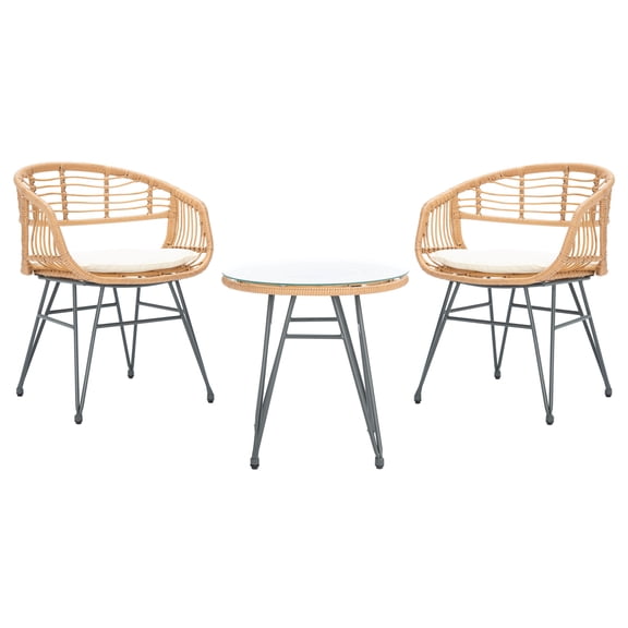 Safavieh Ferla Outdoor Patio 3 Pc Bistro Set - Natural/Beige