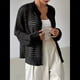 thumbnail image 5 of Cárdigan de Crochet para Mujer, Suéter Ahuecado, Suéter de Larga con Botones, Top de Punto Negro L, 5 of 9