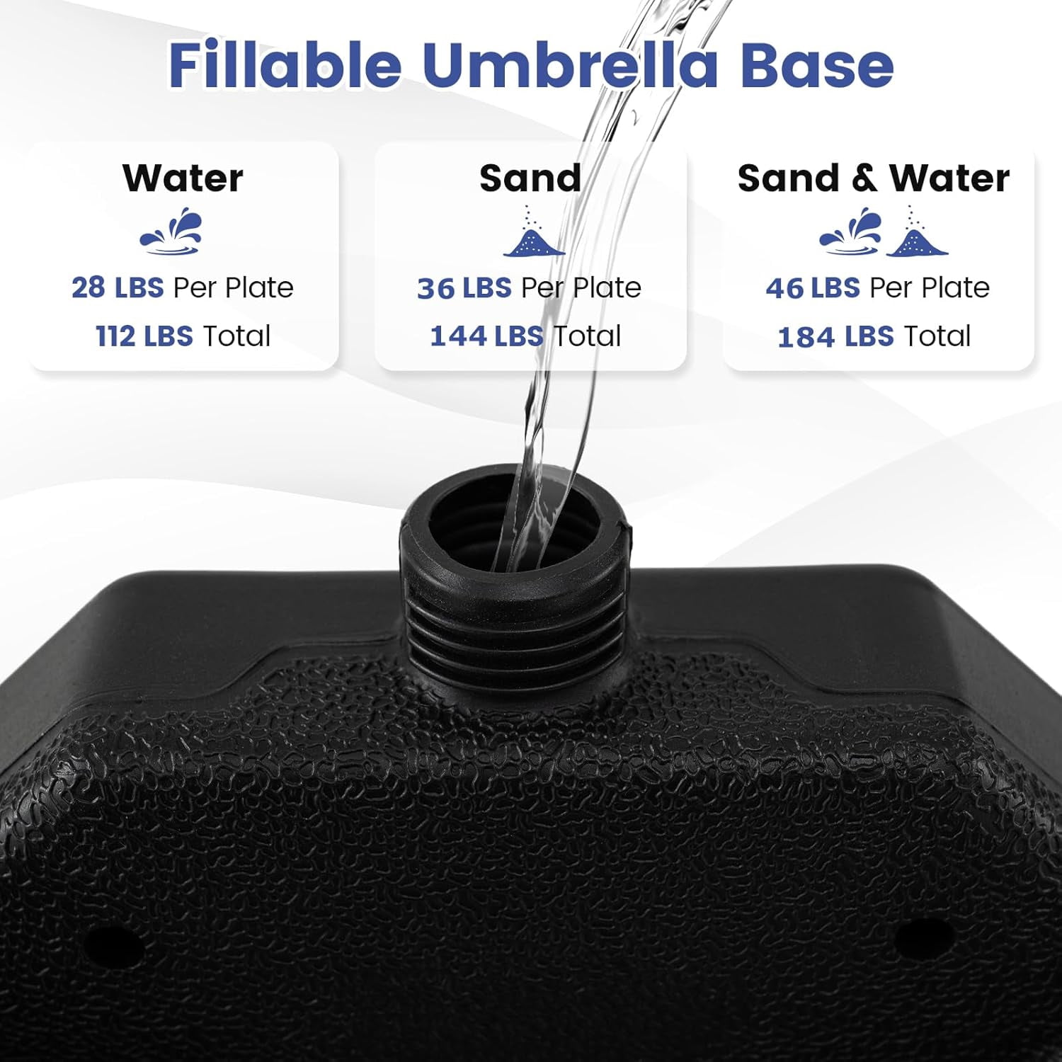 MorandiMal 184 lbs Offset Umbrella Base,4 PCS Cantilever Umbrella Weighted Base, Easy-Fill Spouts,4 Connecting Pins, Carry Handles,Water Sand Weight Fillable HDPE Umbrella Stand for Backyard Poolside