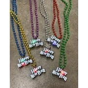 LED Happy New Year on Assorted Colors Bead Necklace (Each)