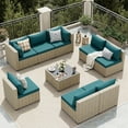 thumbnail image 6 of UDPATIO 9 Pieces Outdoor Patio Furniture Set with 44" Fire Pit Table, Outdoor Wicker Patio Conversation Set with Cushions for Backyard, Porch, Garden(Peacock Blue), 6 of 7