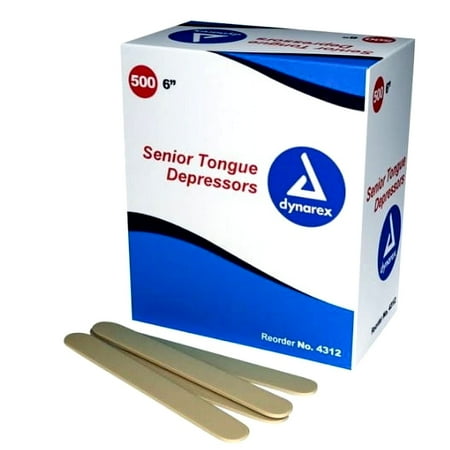 Dynarex 4312 Tongue Depressor, 6" Wood, Non-Sterile, 500 Per Box - MS85510